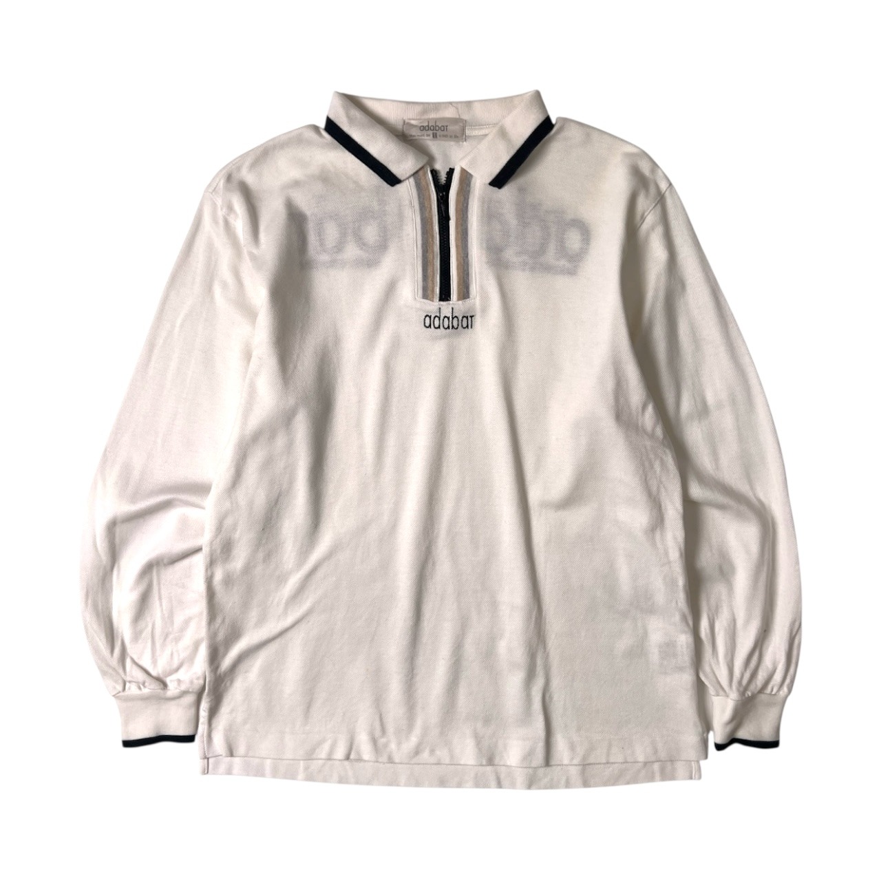 adabat アダバット デザイン ハーフジップ 長袖ポロシャツ 1/ホワイト ゴルフ