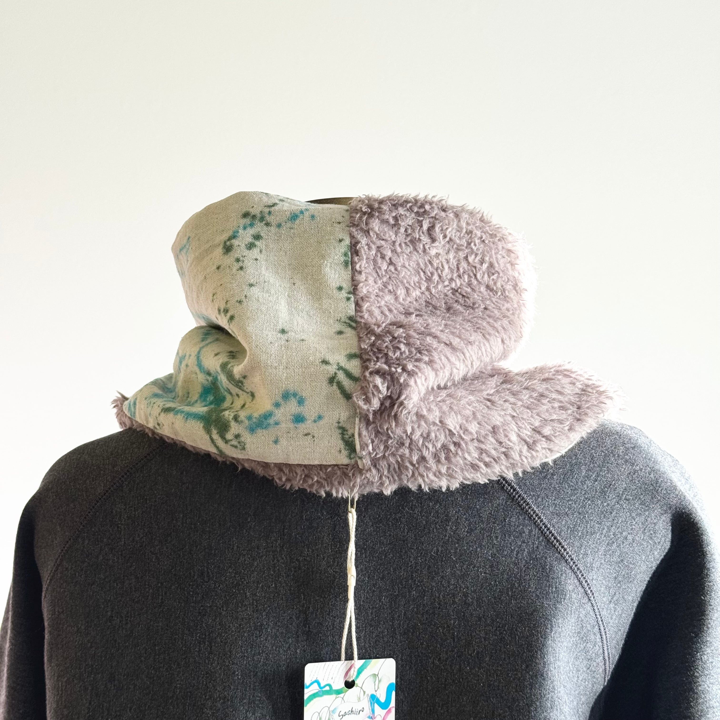 手染めとボアのネックウォーマー cross | Sashiiro