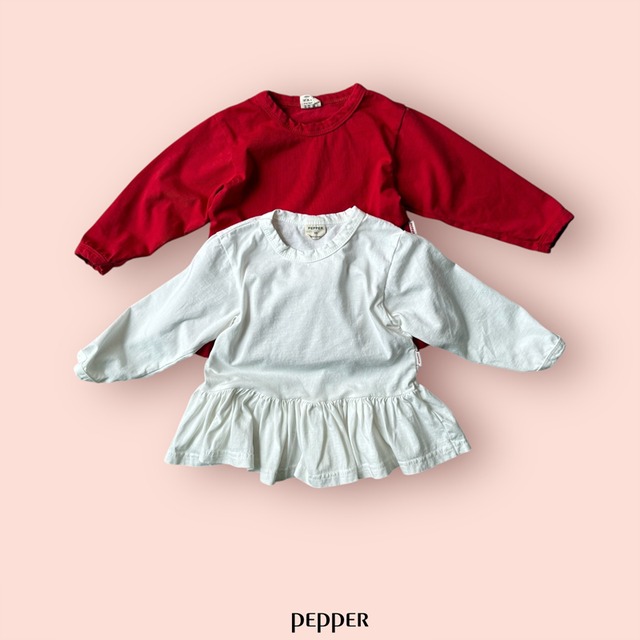 【取寄】pepper｜cherry tiered tee｜チェリーキャンキャンT｜XS-XL｜kids｜26 spring