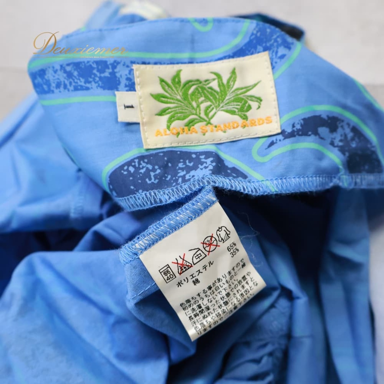 フラダンス 衣装 ALOHA STANDARDS アロハスタンダード ワンピース ドレス ブルー系 青 水色 キャミソール ハワイアンプリント フリル 日本製 華やか 明るい かわいい おしゃれ ダンス衣装 イベント ステージ レディース アロハ
