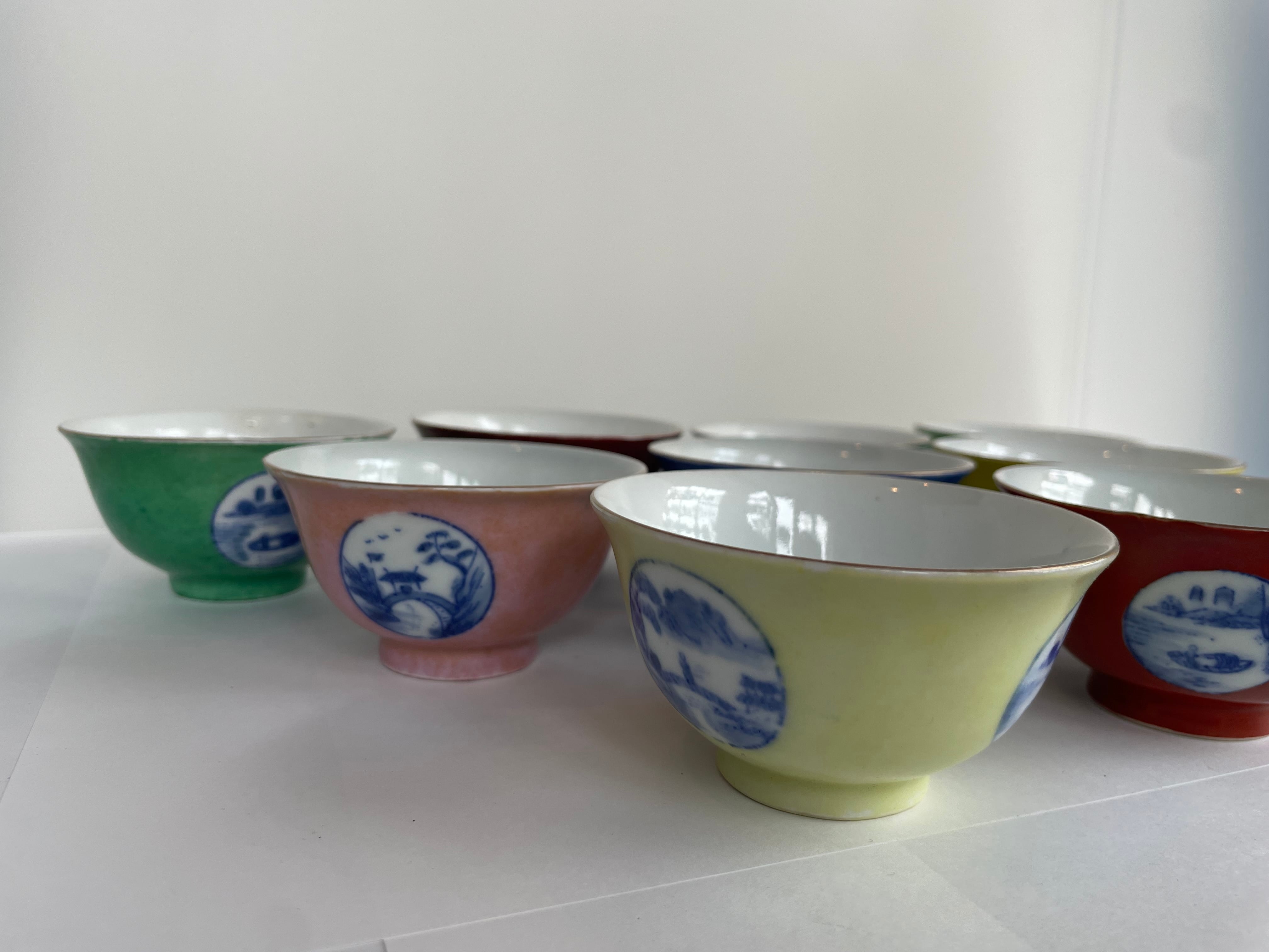 China Antique 清朝 時代 南京 十錦 茶碗 大清乾隆年製 十客 China Antique 清朝 時代 南京 十錦 茶碗 大清乾隆年製 十客