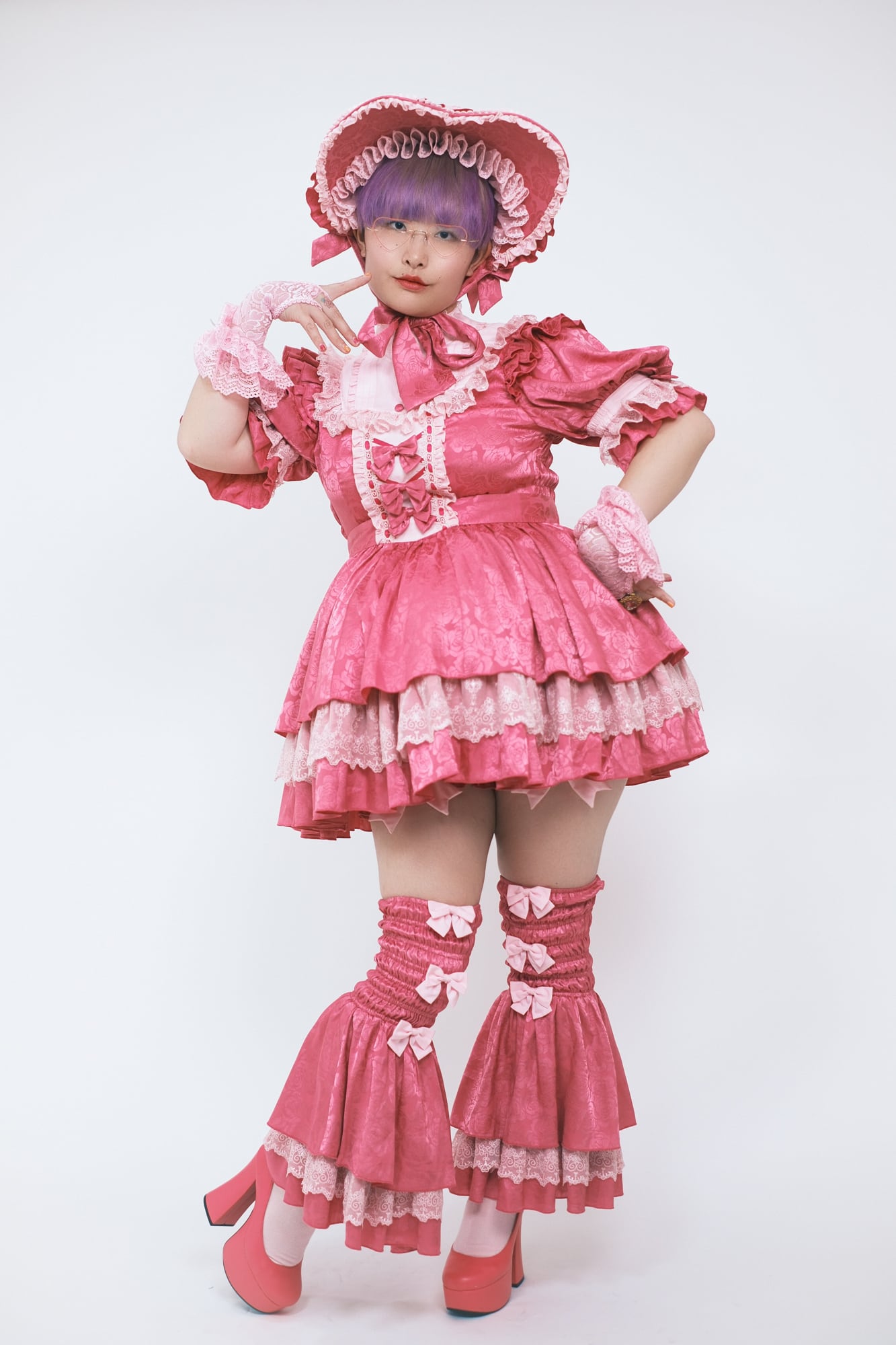 迷宮人形　ロリィタ　ピンク JSK ケープ　ブラウス　ボンネット ショッキングロリィタ (ピンク)ワンピース&ドロワーズset | カワイイ