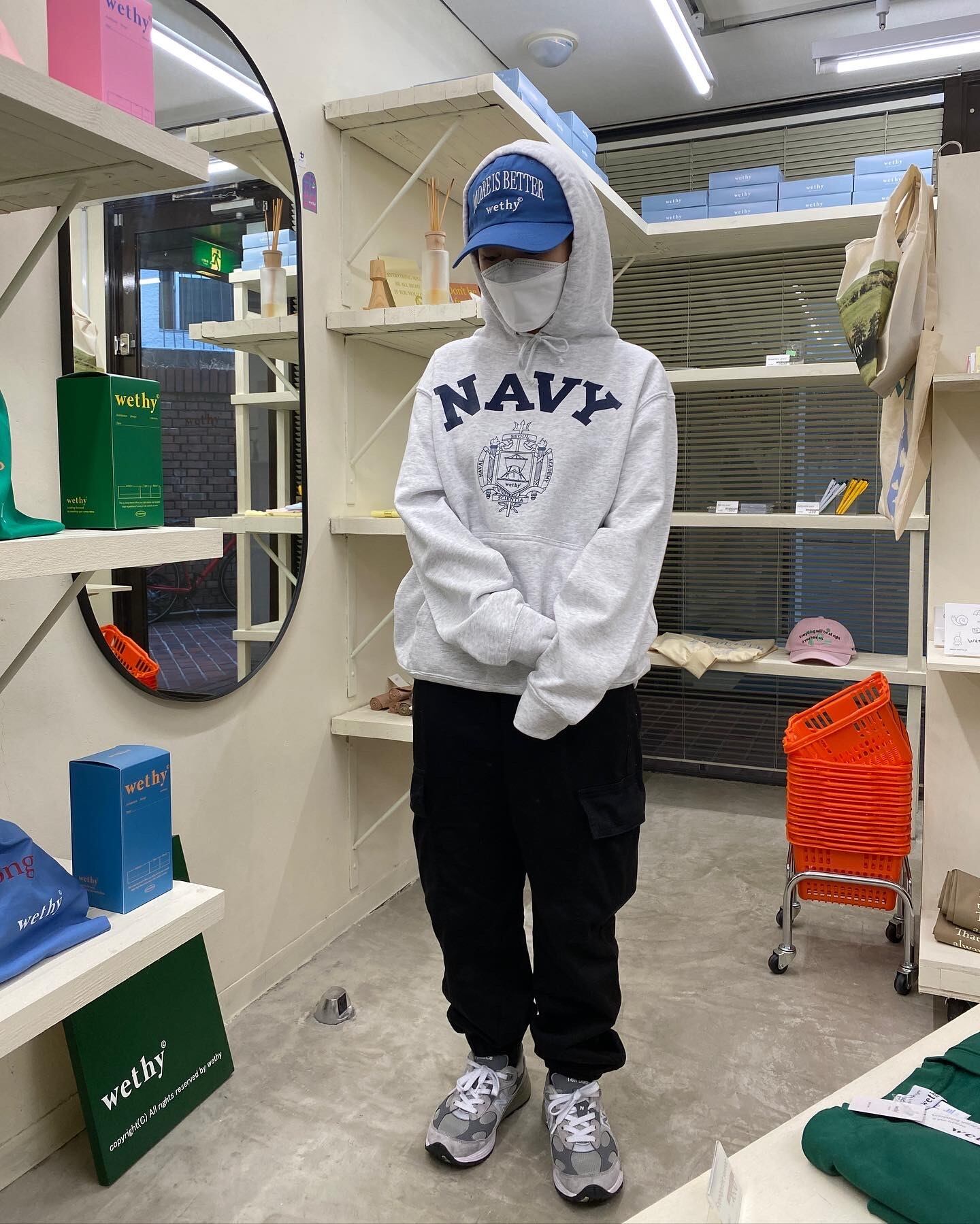 wethy パーカー フーディー フード付きスウェット NAVY ネイビー