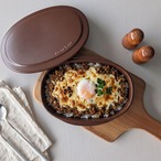 耐熱蓋付オーバルグリラー ブラウン 陶器 グリルパン 耐熱皿 オーブン料理 魚焼きグリル 電子レンジ オーブン