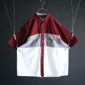 over silhouette tri-color switching design western shirt