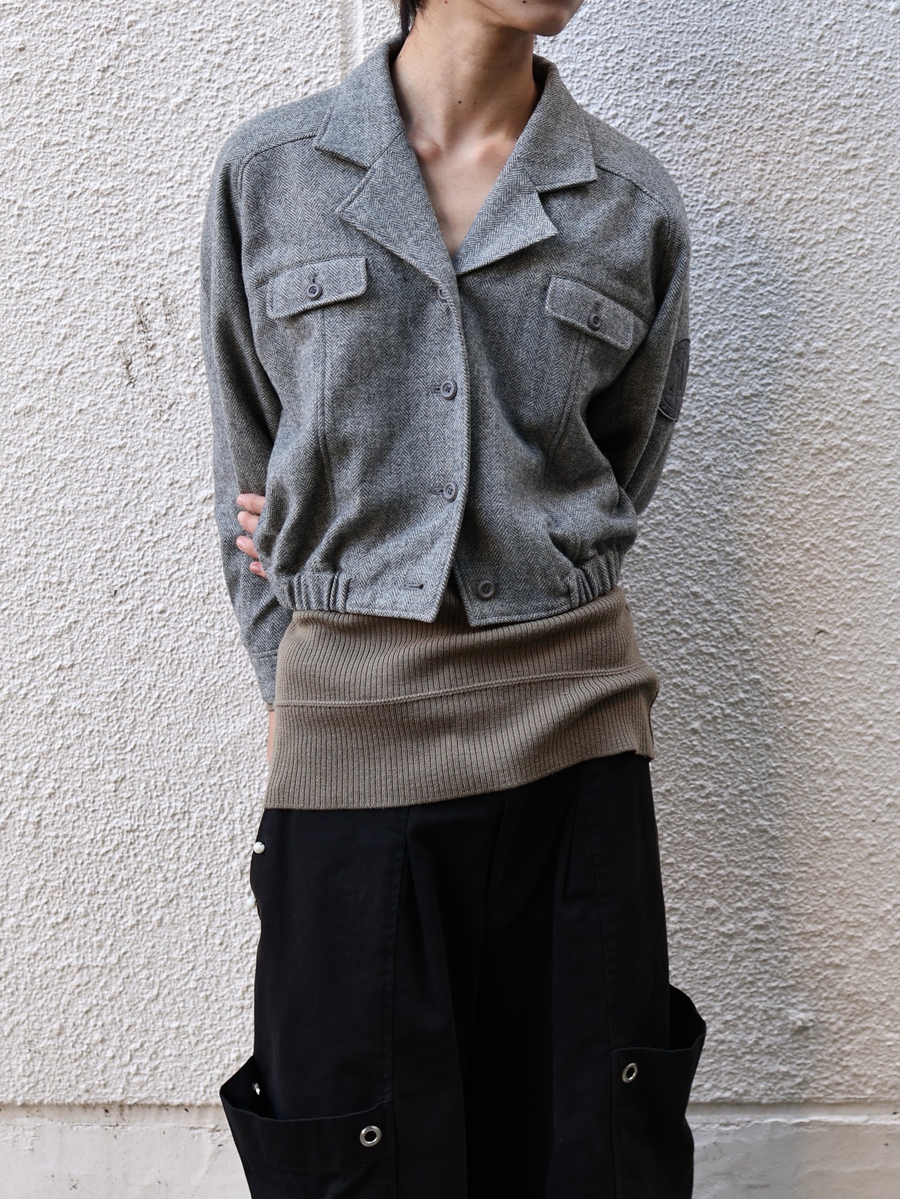 【balenciaga sports】cropped button blouson