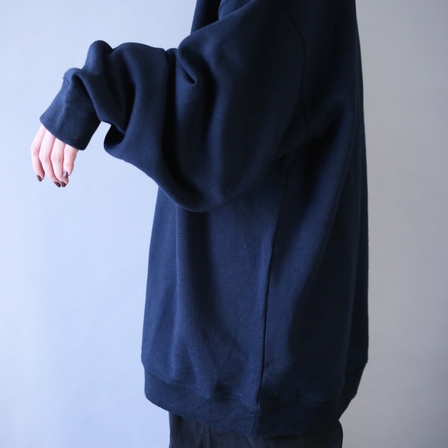 "狼×刺繍" super over silhouette black mode sweat