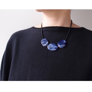 Sodalite × Black Onyx Symmetry Necklace／ソーダライト×ブラックオニキス ネックレス3粒