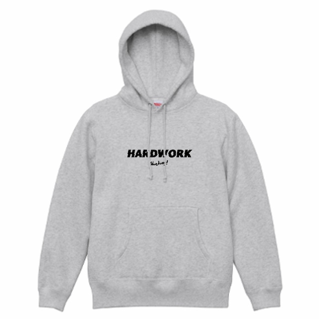 【SHOEHURRY!】HARDWORK SWEAT HOODIE (ASH/BLACK) | 裏起毛パーカー(アッシュ/ブラック)