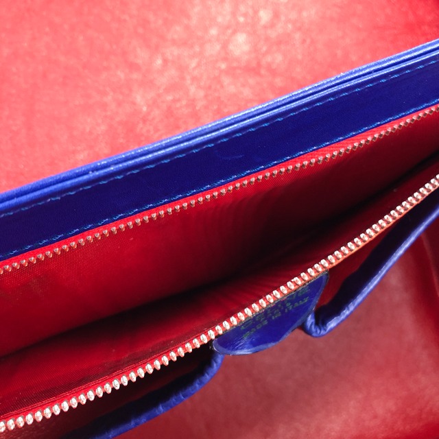 CELINE　セリーヌ　スターボール　レザー　バニティバッグ　ハンドバッグ　ブルー×レッド　vintage　ヴィンテージ　オールドセリーヌ　86ac66