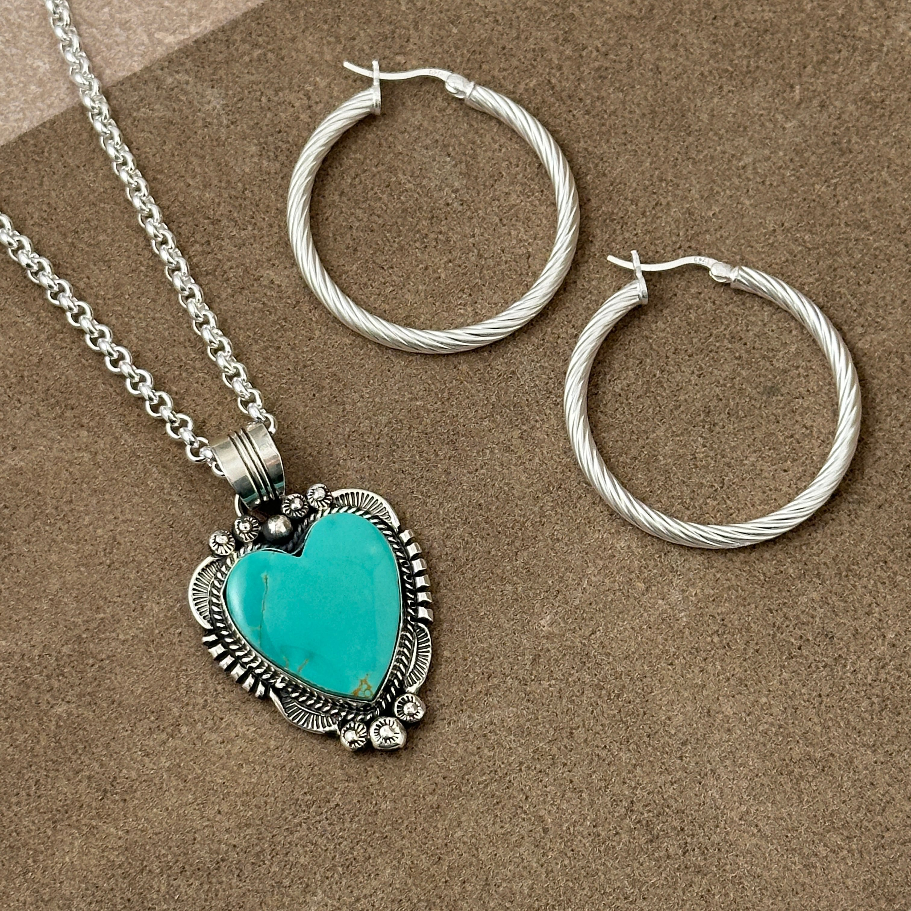 Indian Jewelry 》ロイストン ターコイズ ハート ペンダント | 【公式