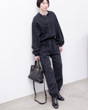 1980s colorless button-up sweat jumpsuit