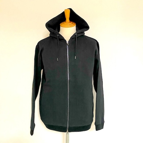 Block Knit Hoodie Jacket　Black