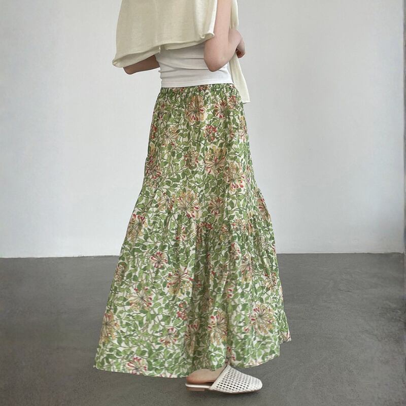 フラワープリント ティアードスカート N00346