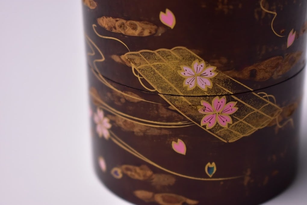 花筏蒔絵 桜 中次 薄茶器 棗 茶道具 茶入 茶器 茶会 茶事 中出 花筏蒔絵 桜 中次 薄茶器 棗 茶道具 茶入 茶器 茶会 茶事 中出