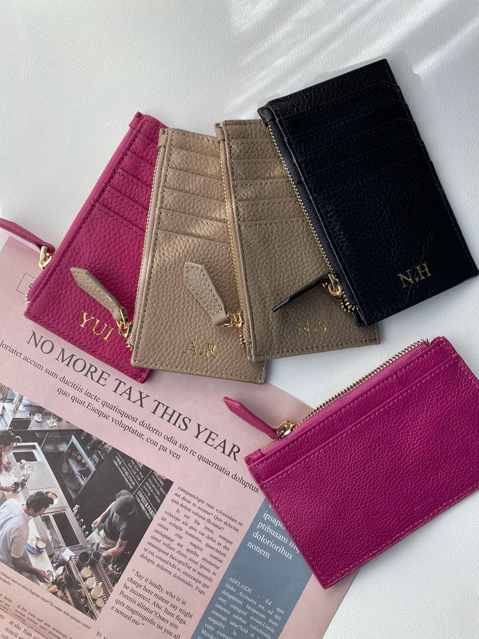 名前入れ可】全6色本革刻印フラグメントケース | ROSE AURA