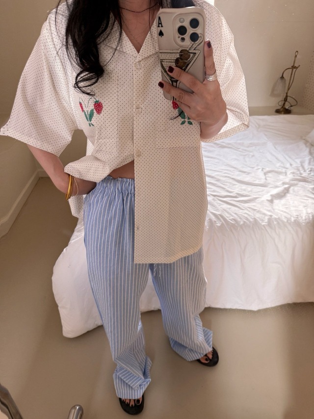 《予約》ojo de papa ¨ adult) strawberry open-collar shirt ... dot ¨ 2nd 26summer