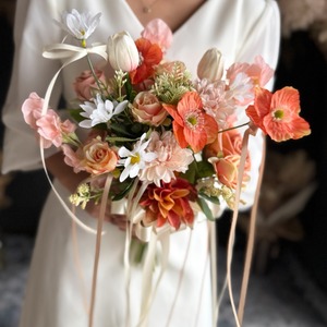 オレンジポピー×リボンクラッチブーケ☆