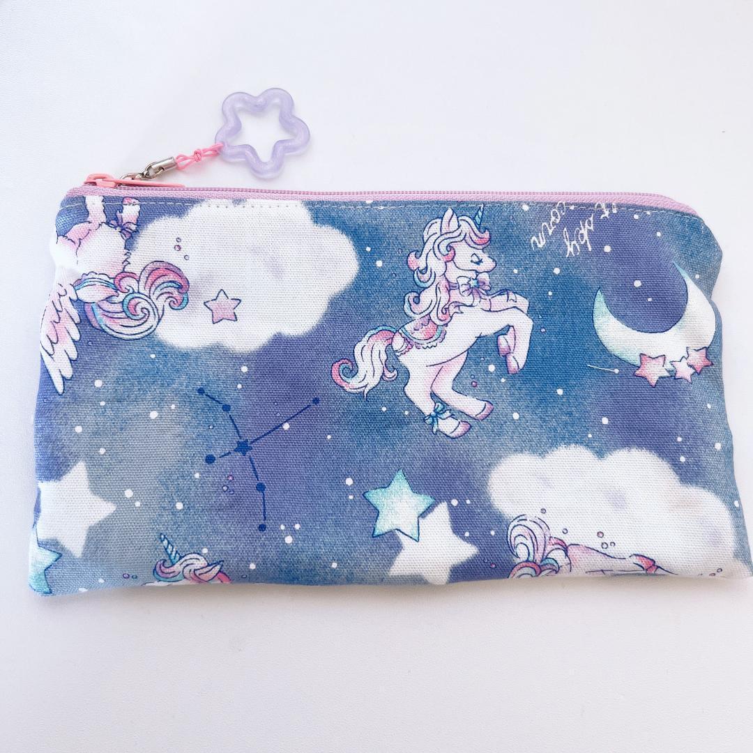 923）シャカシャカポーチ 夜空のユニコーン ペンケース マルチポーチ