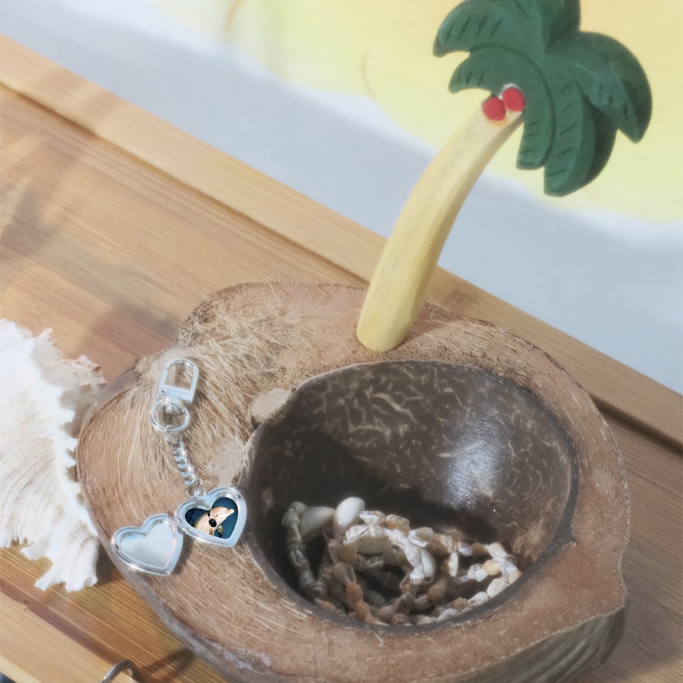 Palm Tree」ハート ロケット キーホルダー | THENCE