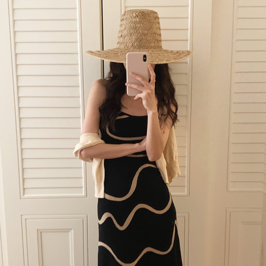 ウェーブラインニットタッチワンピース K0066