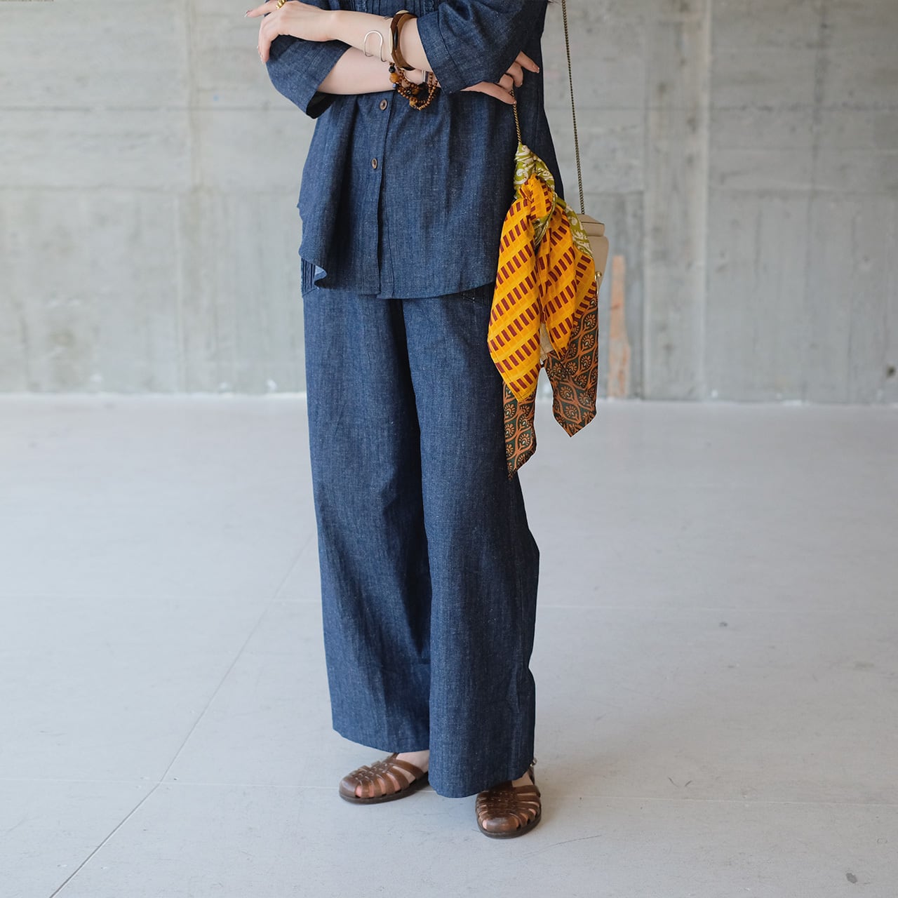 大人可愛い♡ピンタックフリルパンツ(26s-04)デニム