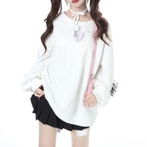 スウェット トップス バックリボン レディース 韓国 秋冬 おしゃれ ガーリー 原宿系 大人 かわいい ゆったり 体型カバー トレーナー オーバーサイズ 大人可愛い 大人女子 【送料無料】