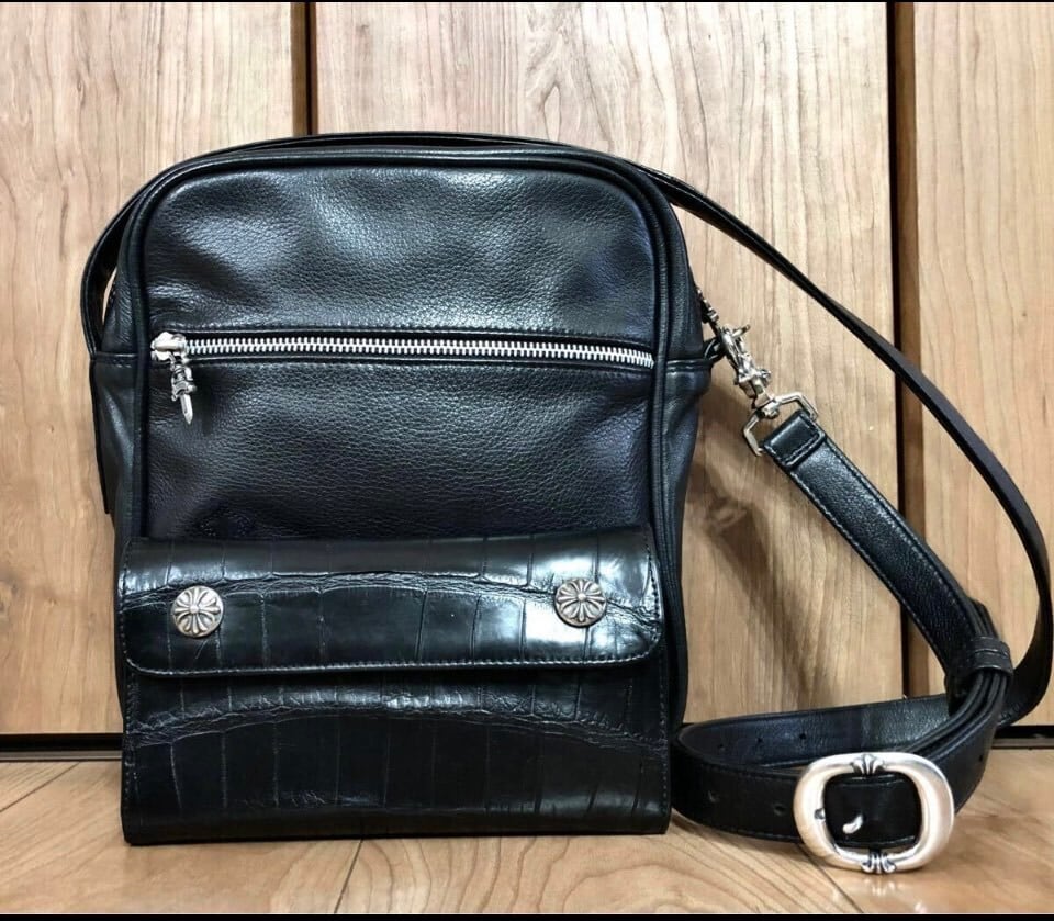 CHROME HEARTS クロムハーツ レザーガラス加工 クロスパッチ TAKA