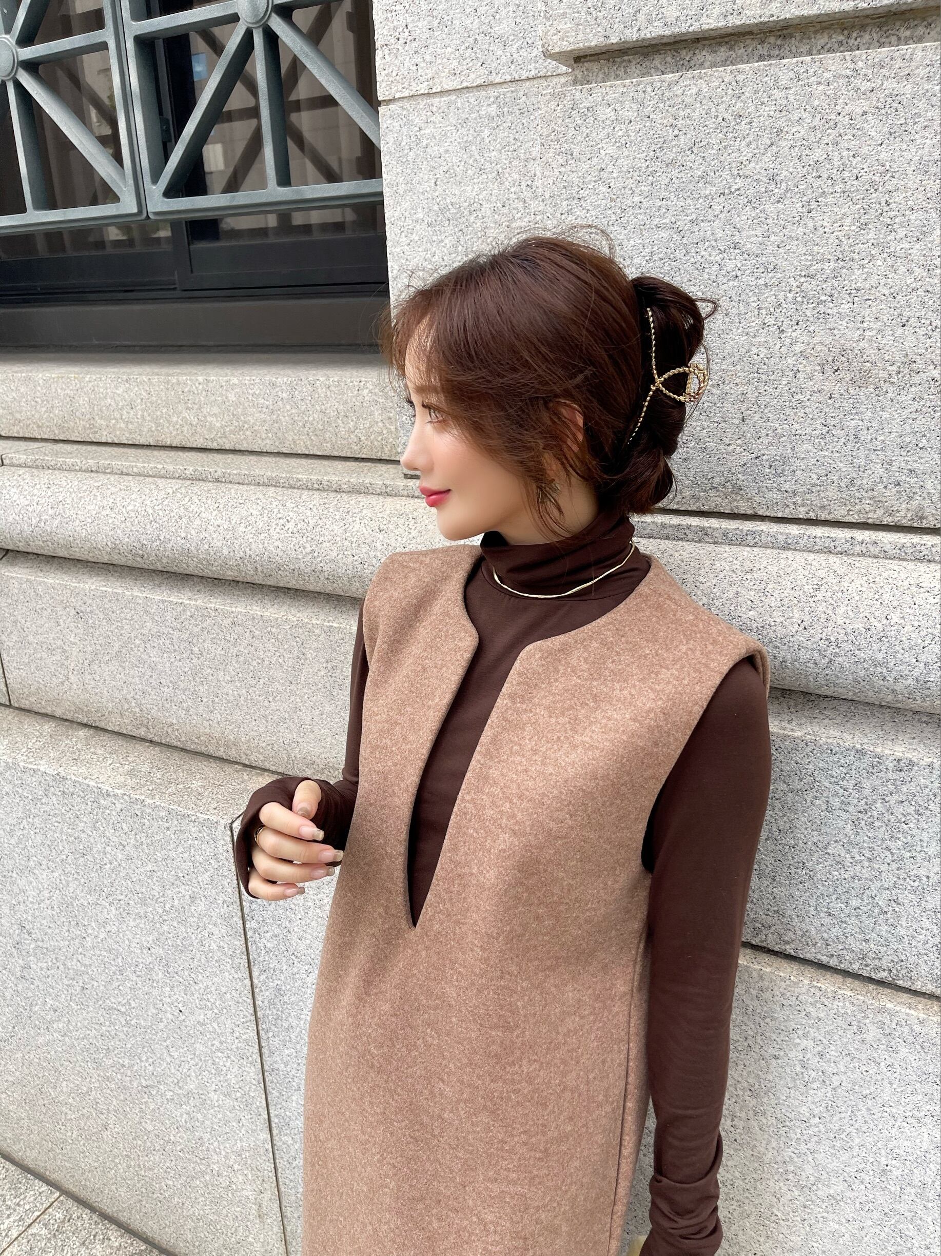 ポイント2倍 M731【ヘヨン・HYEON】ニットベスト/肉厚 ループパイル