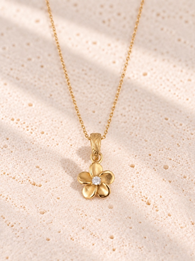 316L hawaiian plumeria necklace  #n81