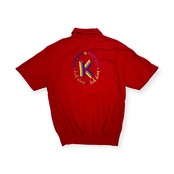 希少!!レア!!◆KENZO GOLF ケンゾー 背面豪華刺繍 ハーフジップ 半袖 ポロシャツ プルオーバー 3/レッド/メンズ ゴルフ 日本製 ビンテージ