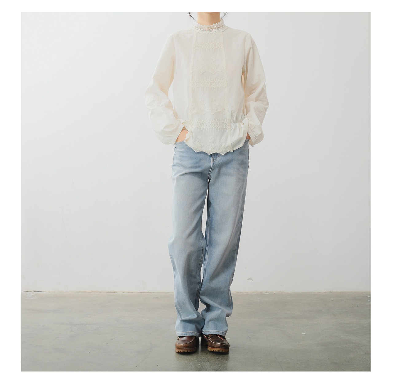 ストレート ワイド デニムパンツ   F0148 - 5
