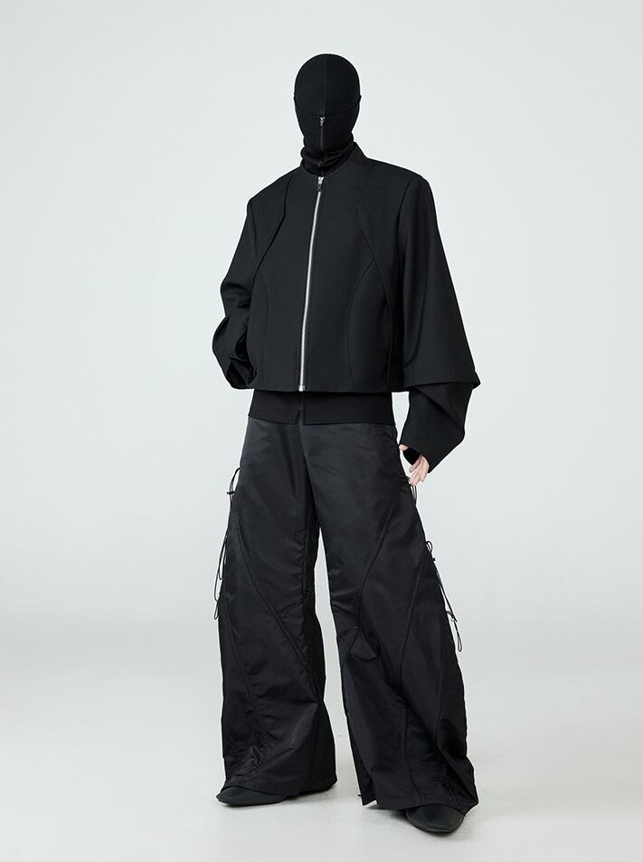 FRKM SCD 24SS シミターカット レースアップ ルーズワイドレッグパンツ  