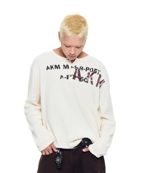 ☆ENHYPEN ジョンウォン 着用！！【AAKAM】Waffle Henry Neck Long