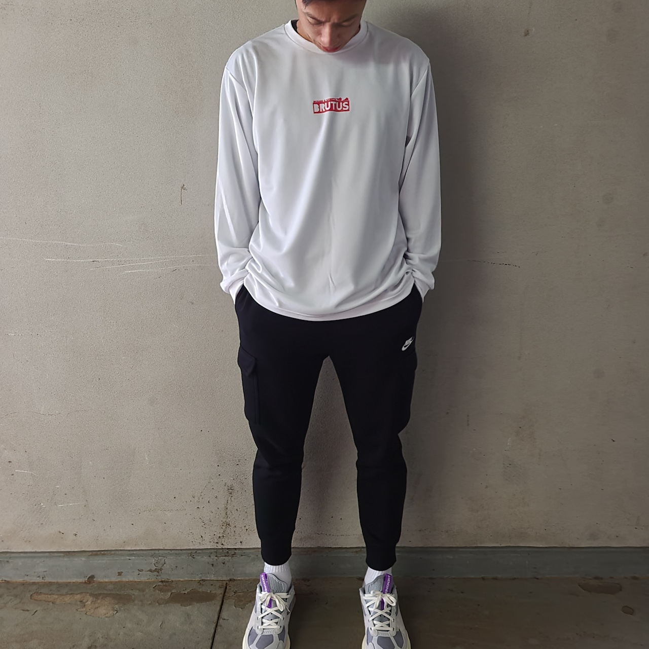 Brutus BOX LOGO L/S DRY T-SHIRT / ホワイト