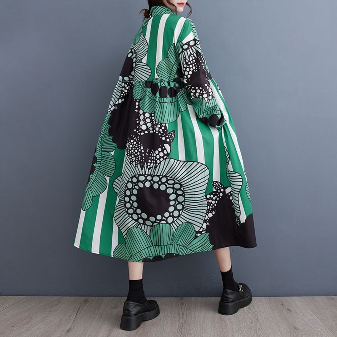 アート 切替 デザイン ワンピース  00346