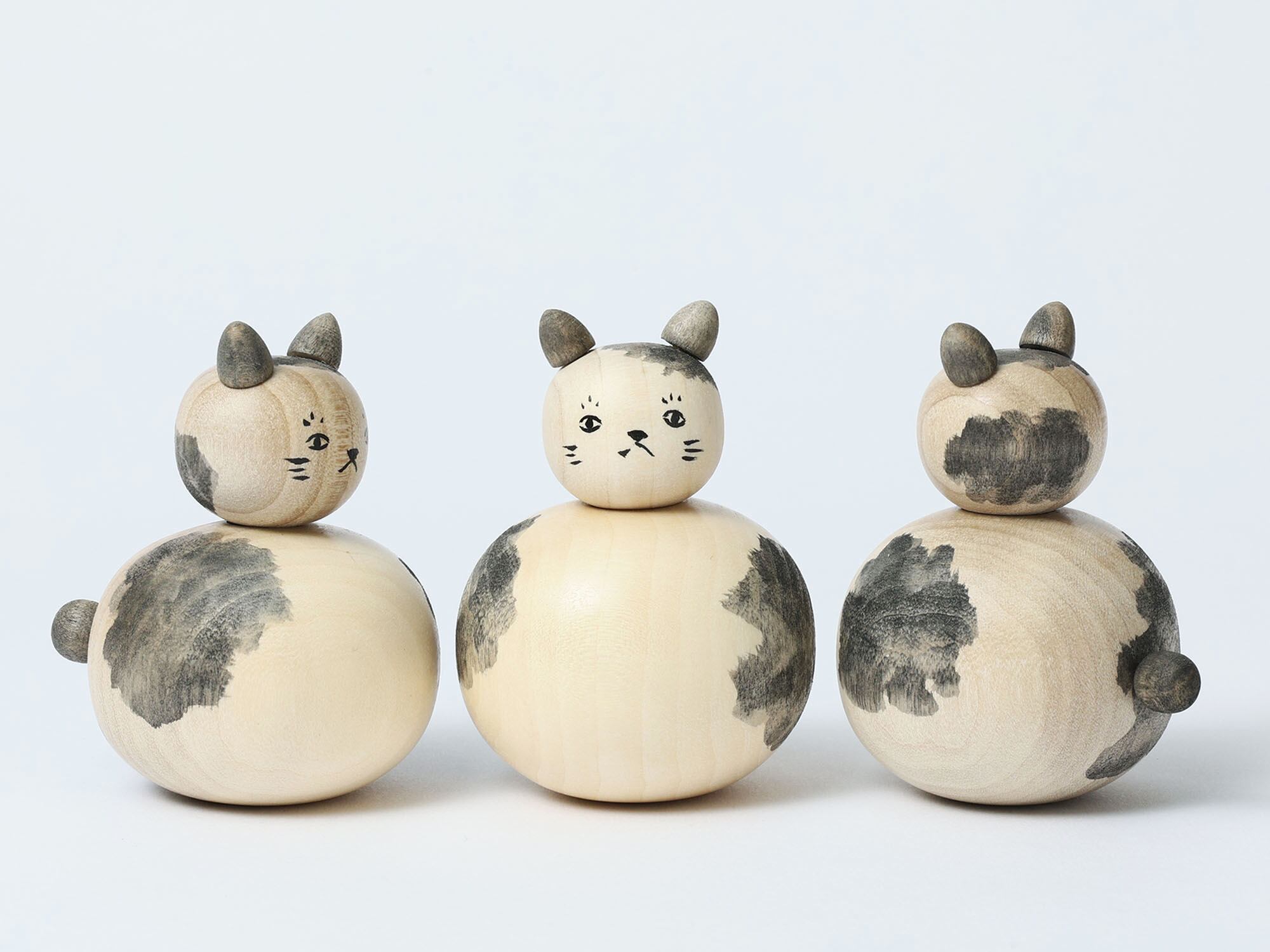 猫こけし-12】遠刈田系 小山芳美工人 7.5cm | Cat kokeshi doll, by