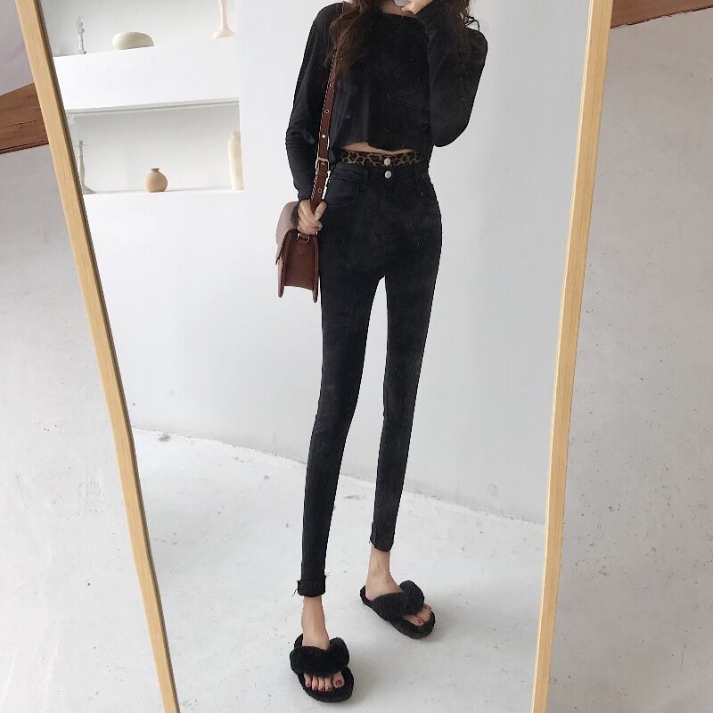 薄手レオパードジーンズ パンツ ステッチ YY-ファッション88065150377