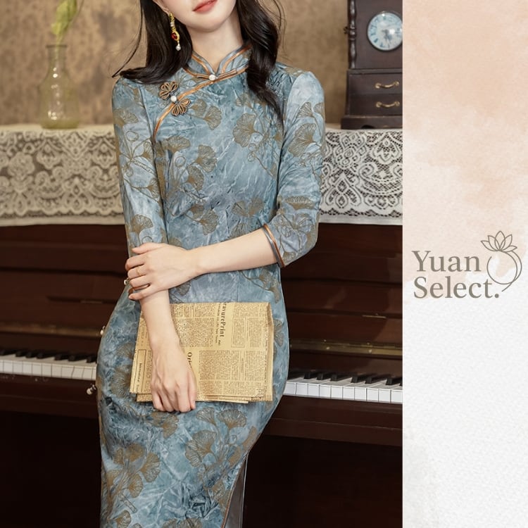 銀杏文様　旗袍ワンピース　YS00081