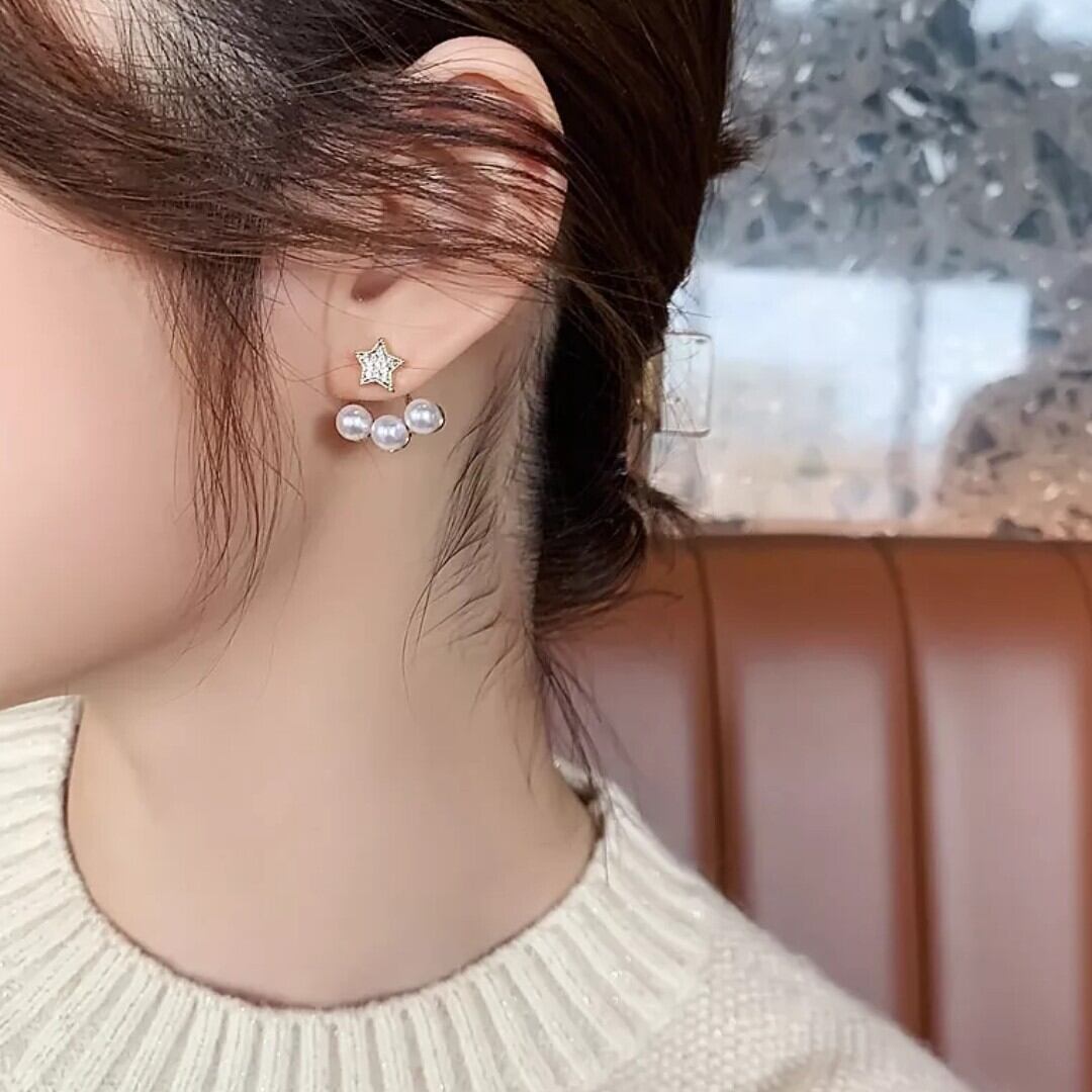 Star Pearl pierce⭐スターピアス 星ピアス パールピアス イヤーカフ