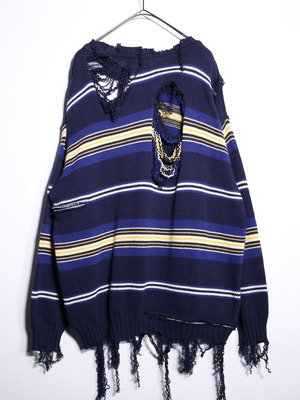 REMAKE / clash bolo × zip  border knit