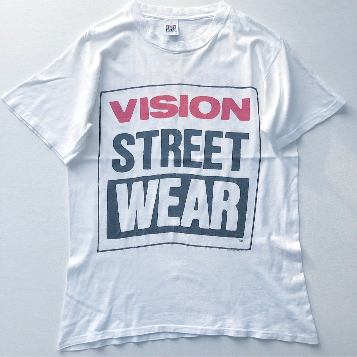 80s VISION STREET WEAR 初期ロゴTシャツ 白 表記 (L) | niche (ニッチ)