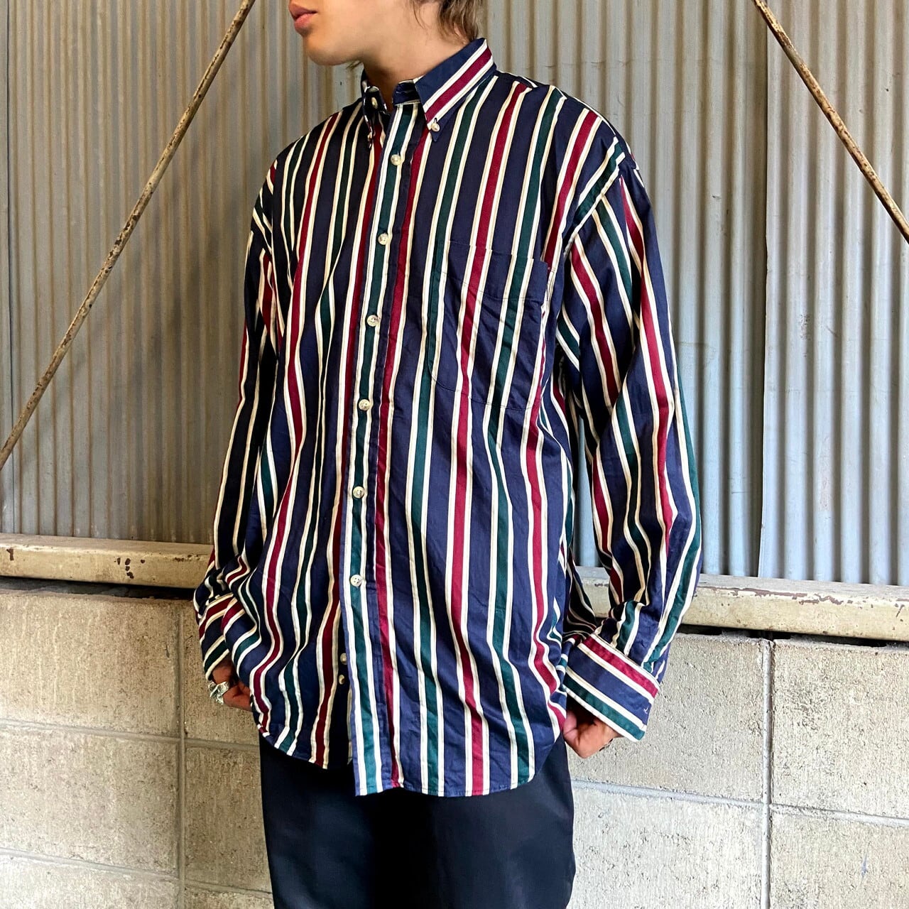 【BrooksBrothers】80-90s USA製 ストライプシャツ L相当