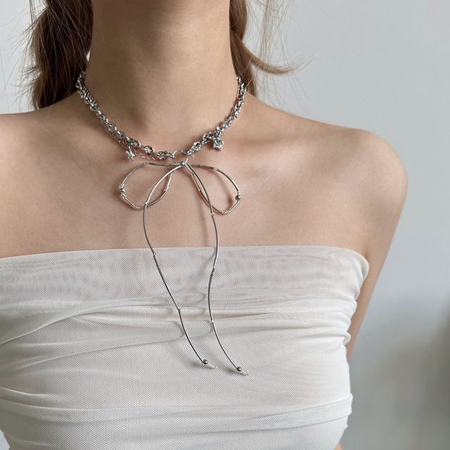 ribbon motif chain necklace la2992