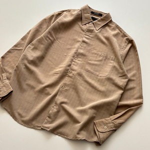 -USED-  GEORGE TONAL CHECK LONG SLEEVE SHIRT -SAND- [L]