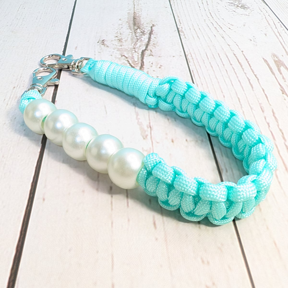 パラコード ハンドストラップ ブルーグリーンパール