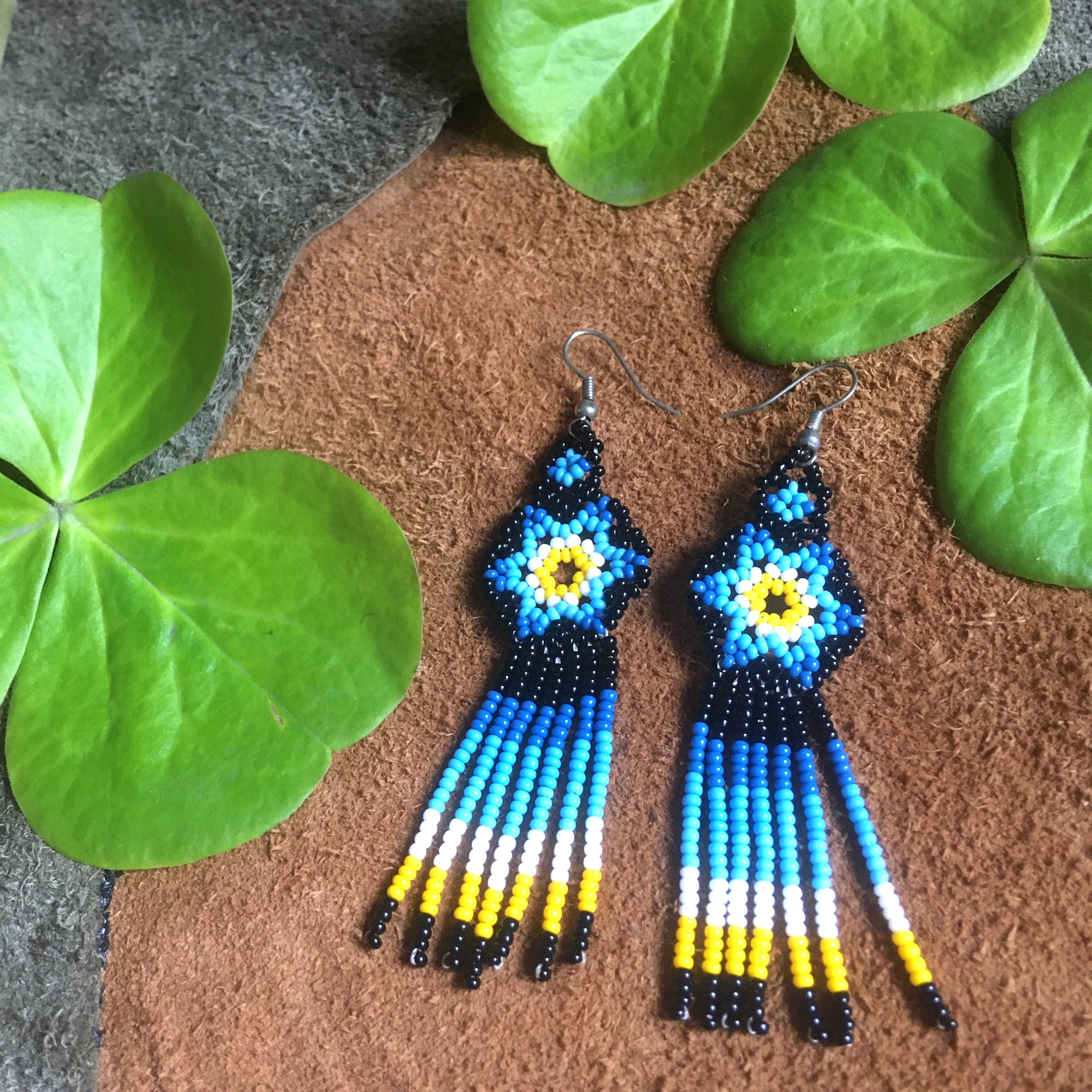 Mexicoウィチョール民族ピアス▪️blue flower▪️ | Poppin' marché