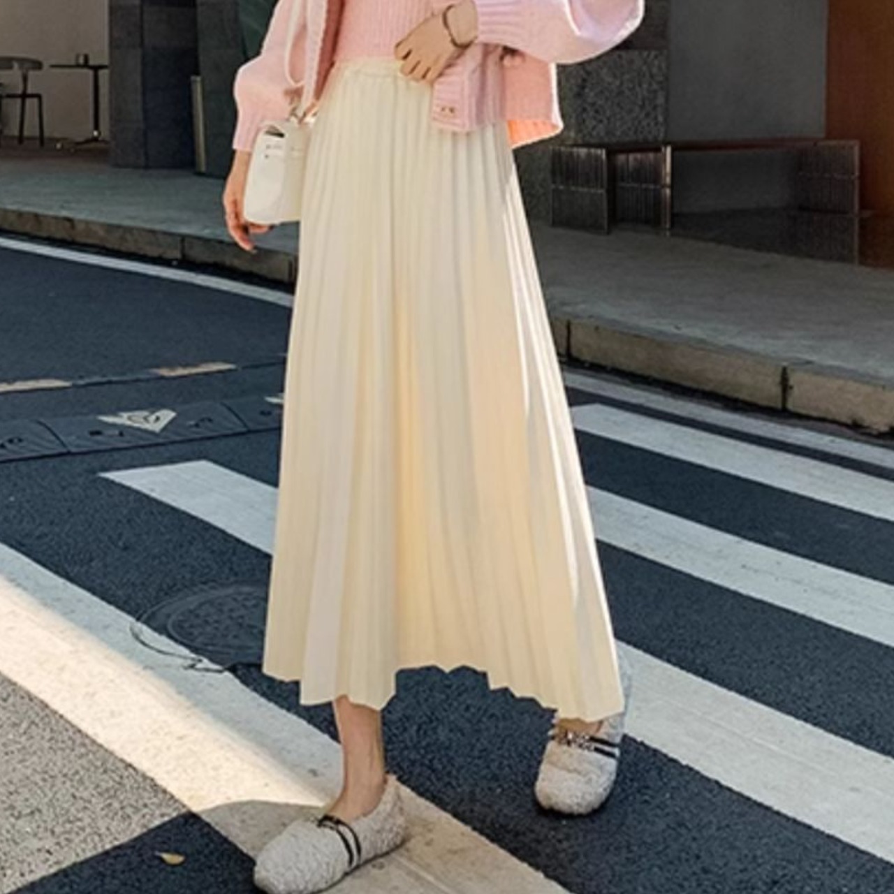 ウールライク プリーツ フレア スカート 10308