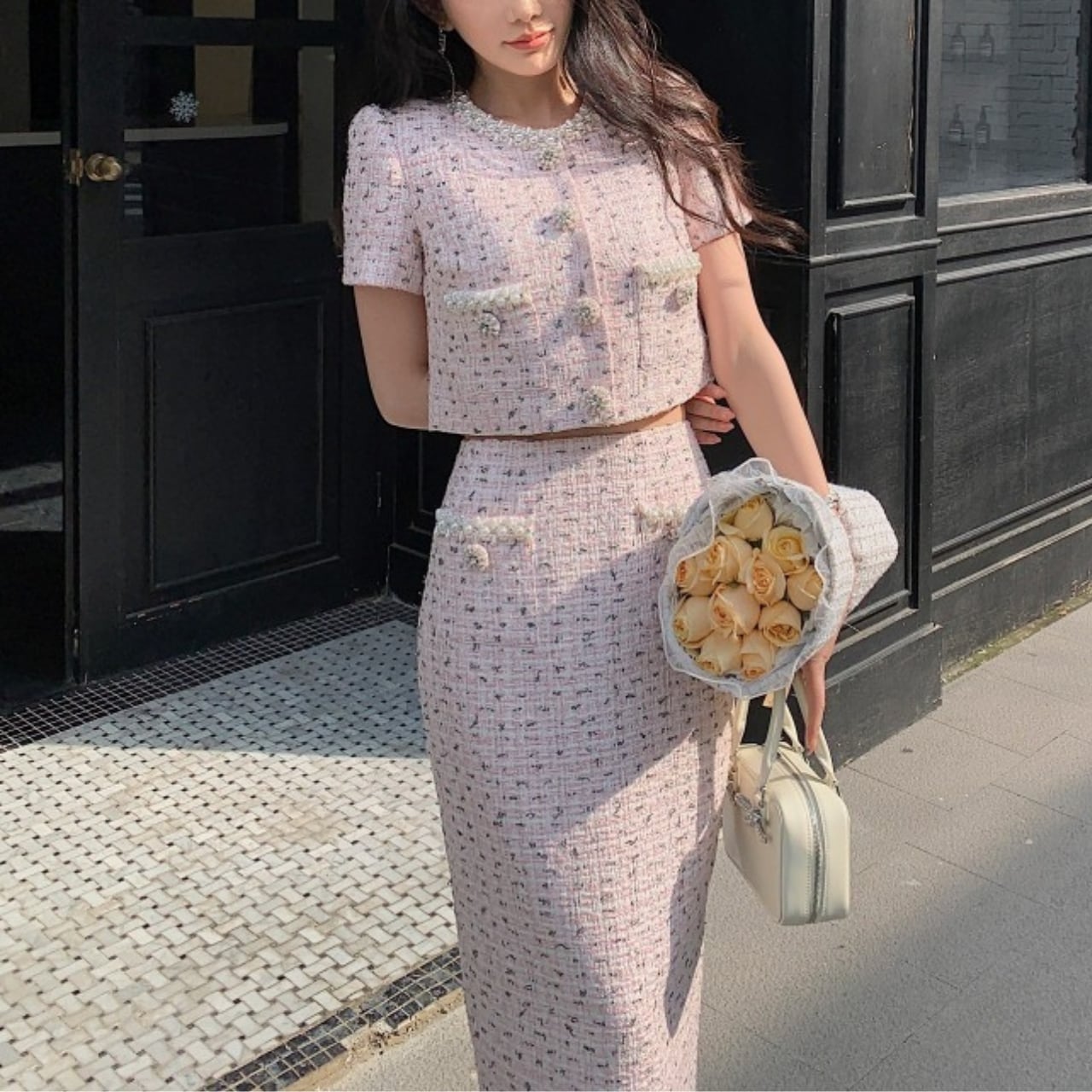 エレガントピンクツイード ジャケット A46