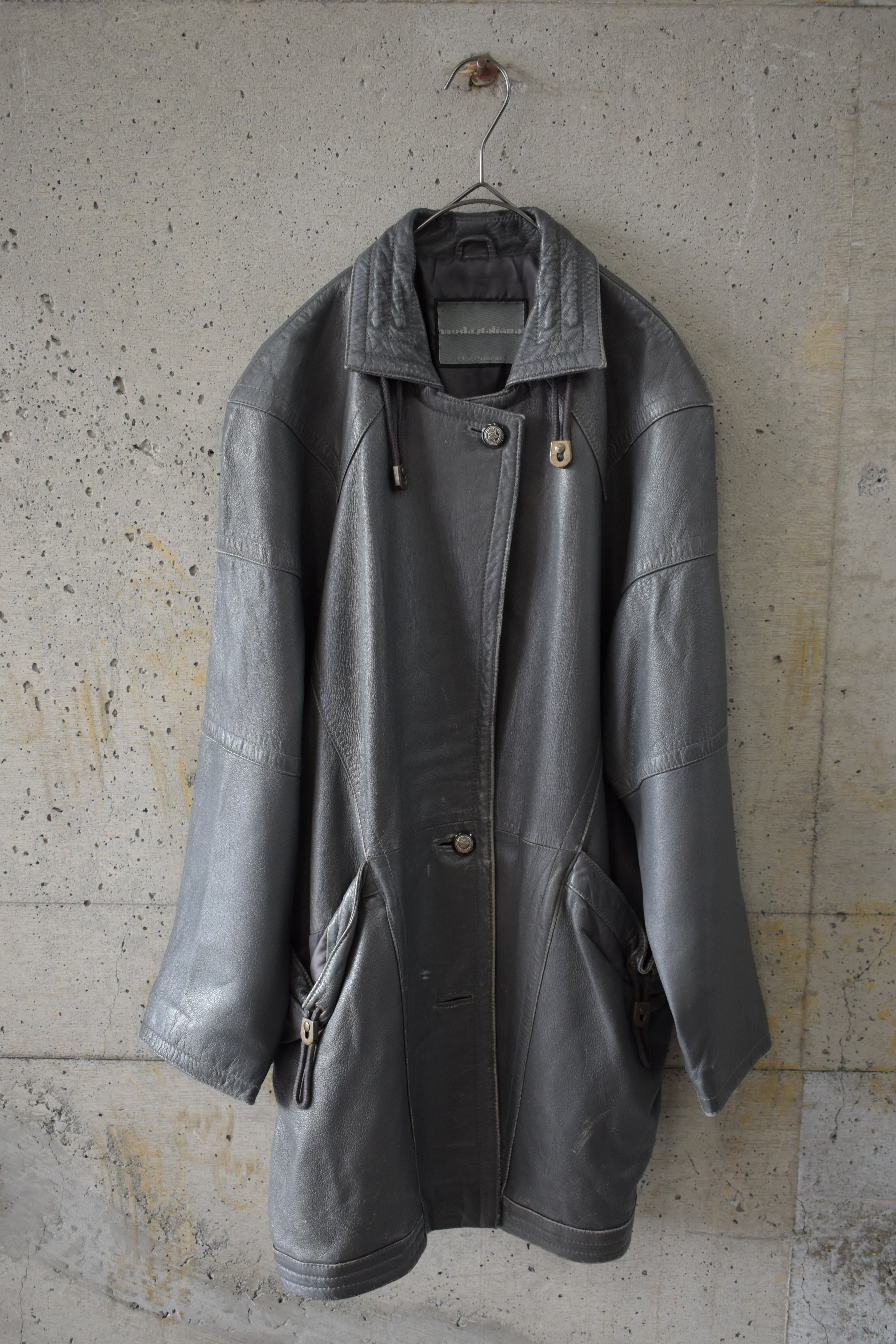 Dark gray sheepskin half-coat